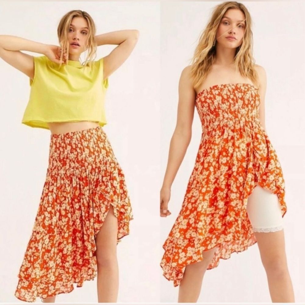 Free People Coast to Coast Convertible Tunic Dress Floral Smocked
